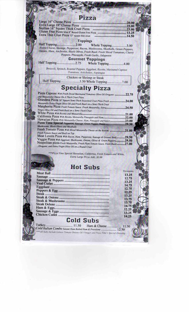 Pizza and Subs Menu